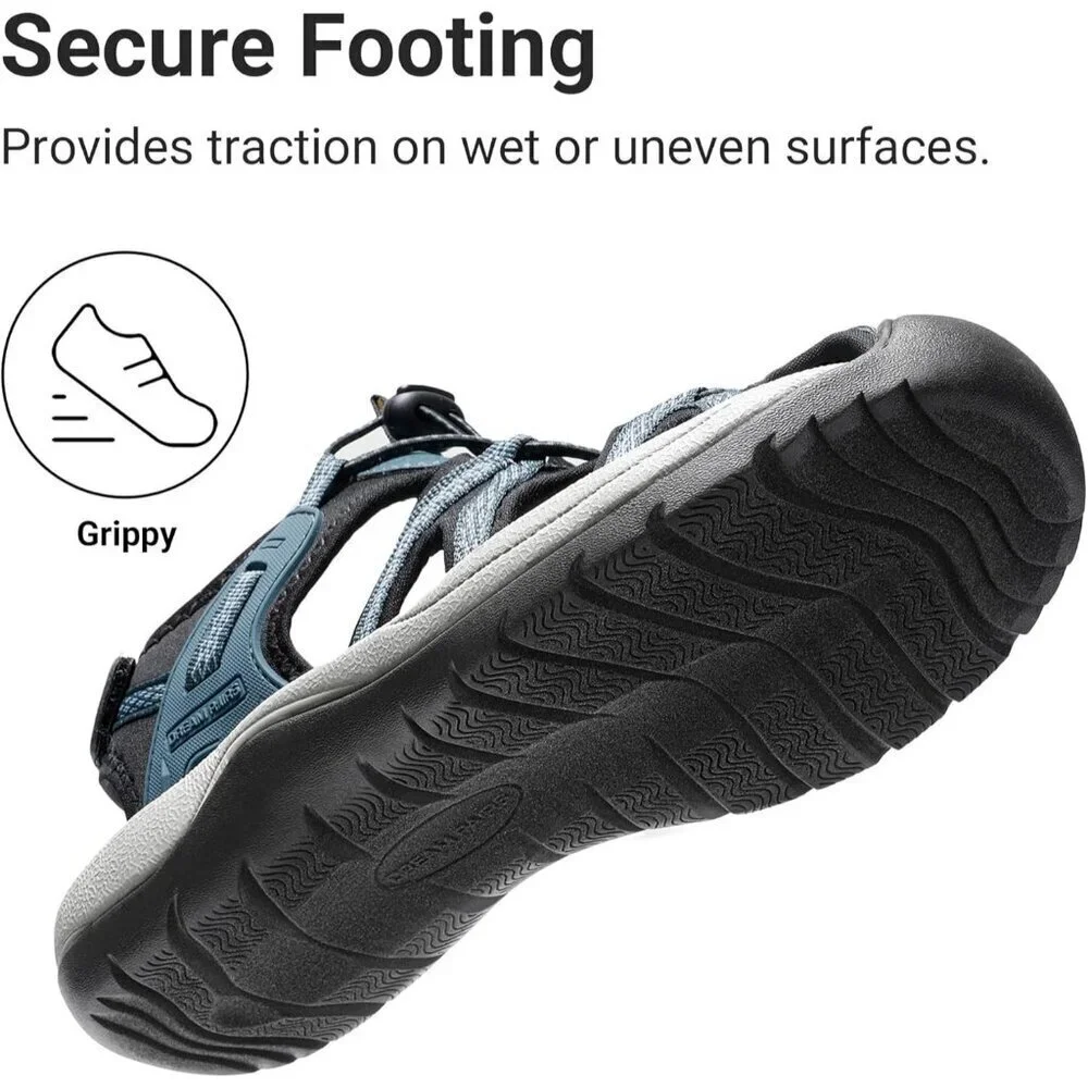 Hiking Sandals Men's Dark Blue Athletic Cushioned Closed Toe Fisherman Shoes